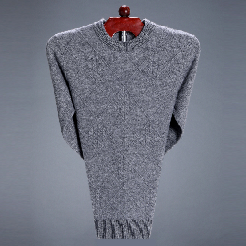 正品特价羊绒衫男士冬季加厚100%纯羊绒圆领中年羊毛衫保暖毛衣