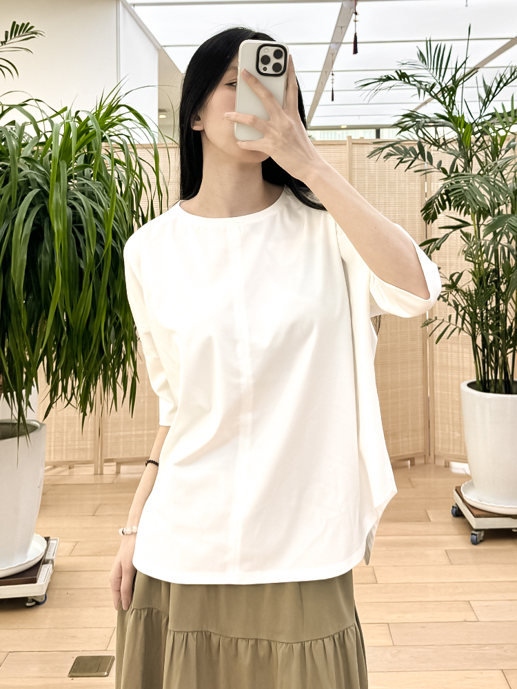 ZEVRAN日系2024原单宽松极简版型纯色蝙蝠袖大码休闲纯棉半袖T恤