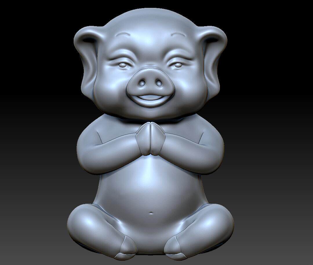 e款祈求拜佛小猪猪八戒天蓬元帅stl模型obj精雕圆雕obj摆件3d打印