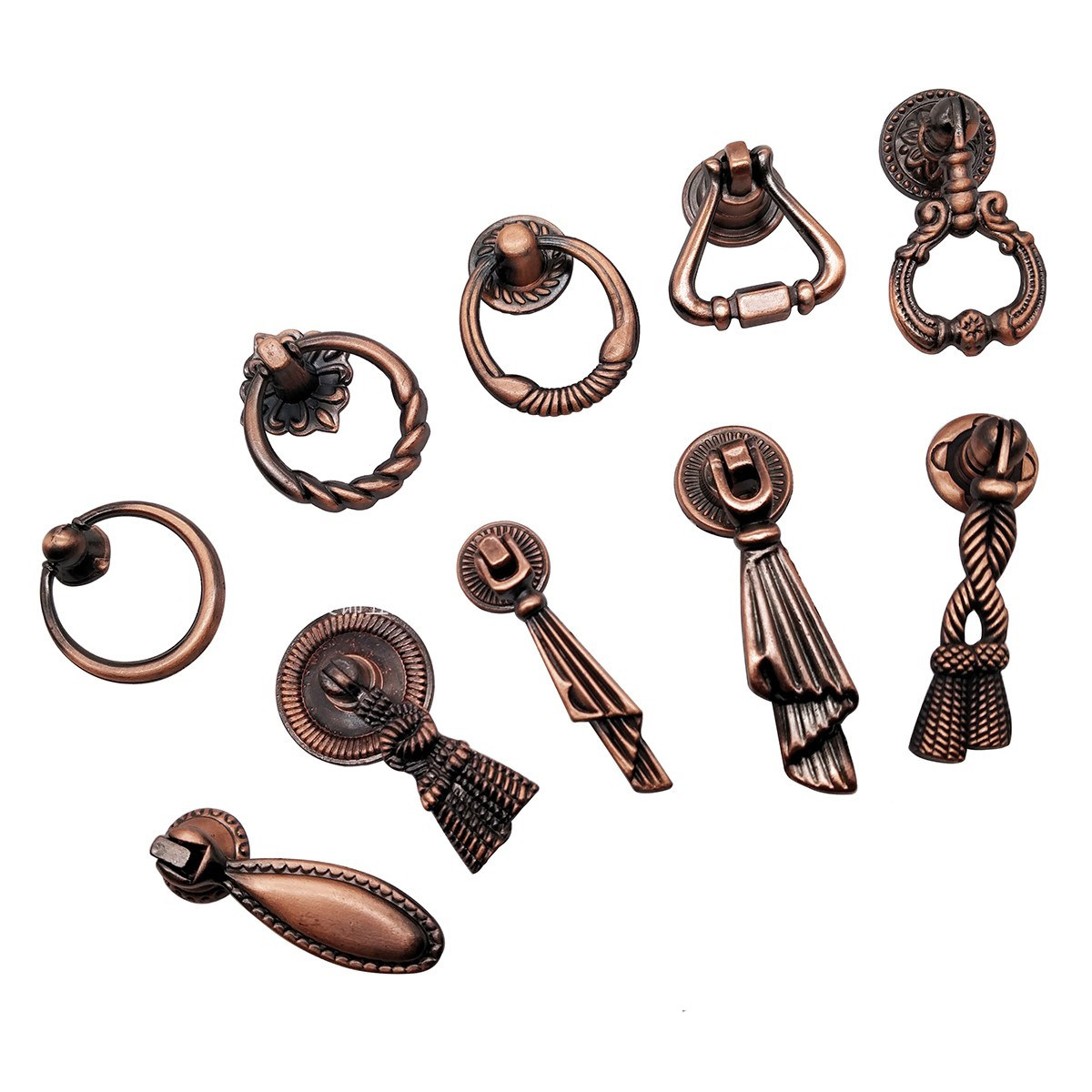 中式仿古铜扣拉环单孔花瓣吊坠拉明扣环扣红古橱柜家具抽屉小拉手