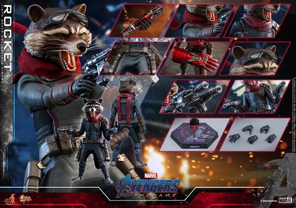 全新现货hottoys ht 1/6复仇者联盟4终局之战火箭浣熊(3.0)mms548