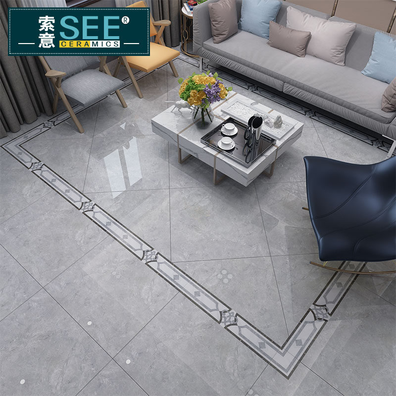 现代大理石 波导线瓷砖 灰色客厅拼花过道波打线 地砖边框线 新品