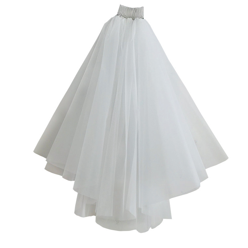 韩式婚礼婚纱蓬蓬新娘领证短款旅拍硬小头纱森系头饰配件白色头纱