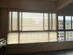 新中式禅意苎麻帘客厅免打孔入户隔断屏风天窗现代办公室茶室定制