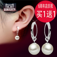 珍珠耳扣925纯银耳钉耳环女韩国个性简约气质饰品耳坠耳圈防过敏