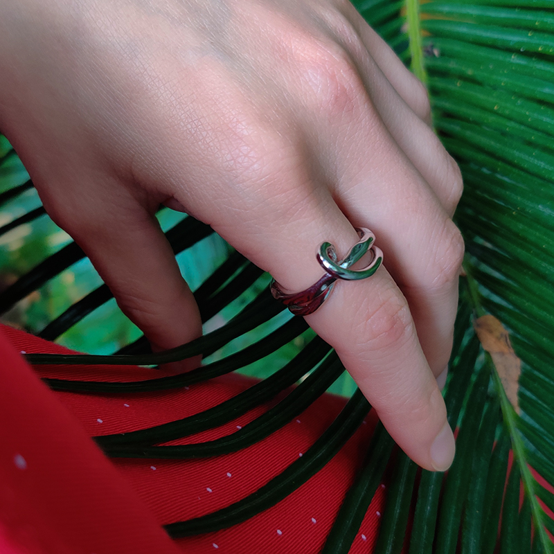 meuri925纯银小众设计感师新潮款ins风饰品女不规则开口熔岩戒指