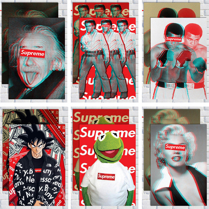 supreme海报 潮牌少女心涂鸦肖像壁画个性宿舍创意服装装饰挂画图