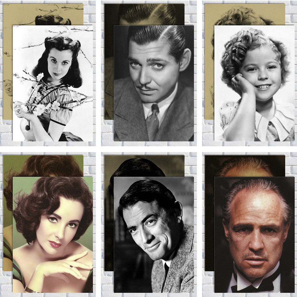 费雯丽/马龙白兰度/秀兰邓波儿/伊丽莎白泰勒 老电影明星海报贴画