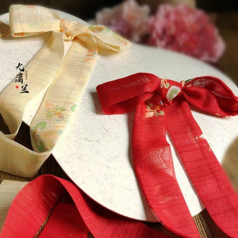 中国风汉服发带古风束发红色飘带腰带头饰绑带丝带女童头绳发饰