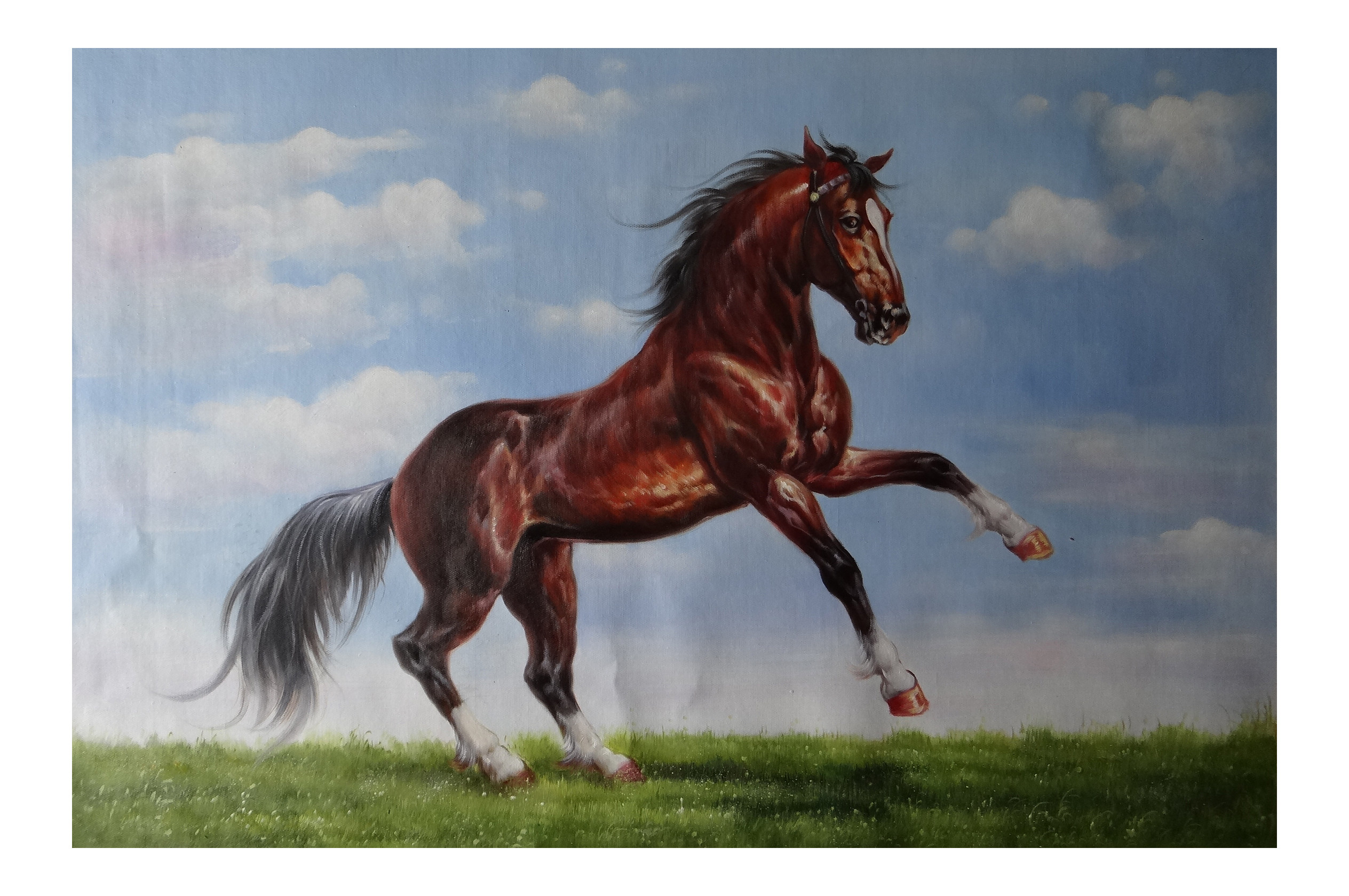 李想《马》布面油画