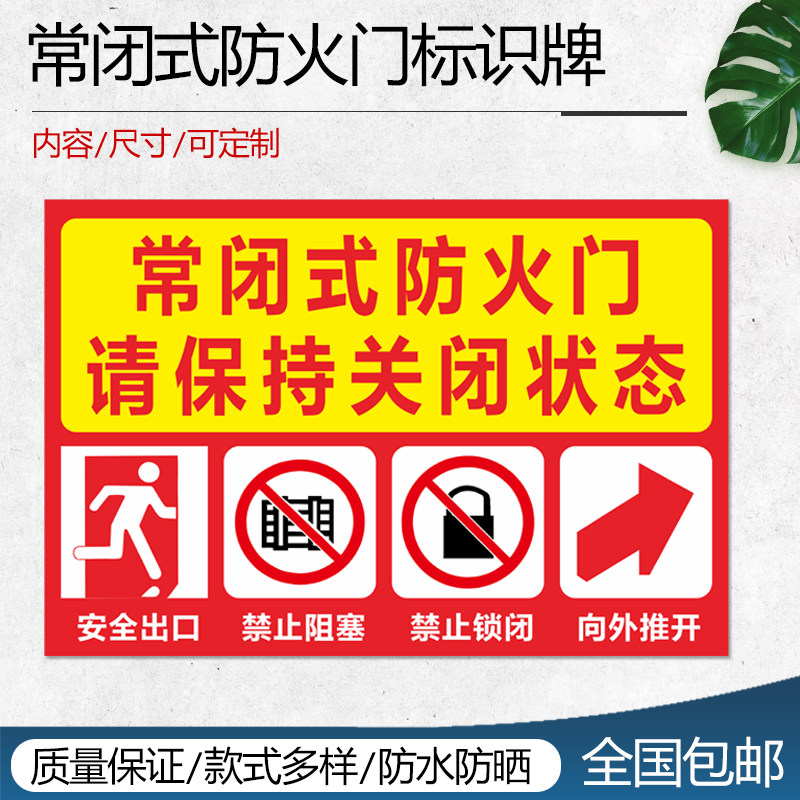 防火卷帘门严禁堆放物品消防通道严禁堵占灭火器放置可定制标志牌提示