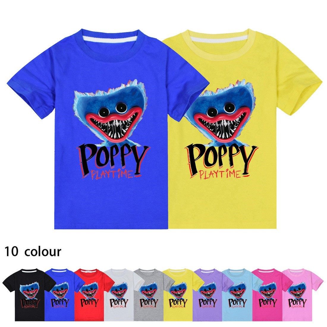 波比玩闹时间儿童短袖t恤poppy play time衣服童装男女童纯棉上衣