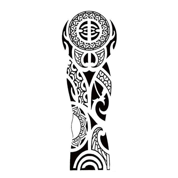 一折纹身秀_[贴秀工坊]一次性纹身贴纸大图案花臂系列ac051纯黑色图腾