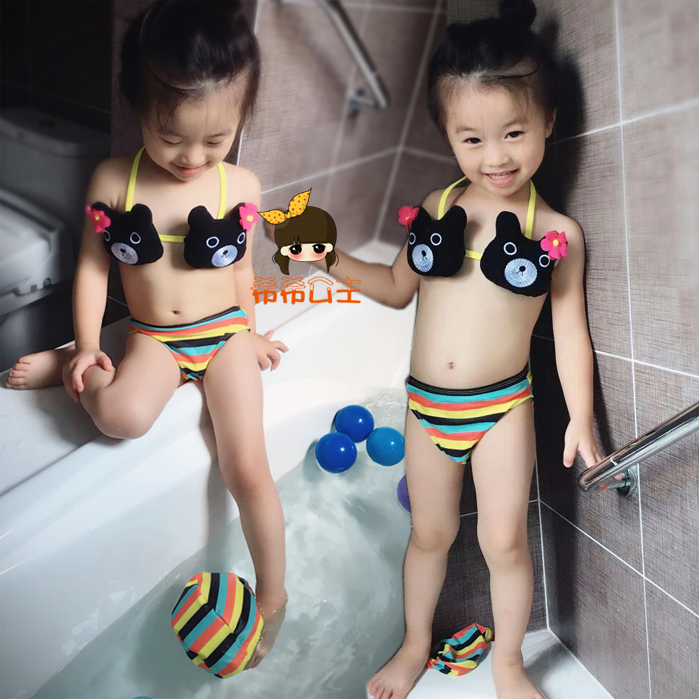 女童泳衣套装宝宝小熊彩虹分体比基尼游泳衣儿童可爱泳装夏季新品|ruв категории Детская одежда, детей купальник, стилем белье - от Buy2taobao.com для оказания профессиональной услуги покупки агента Taobao