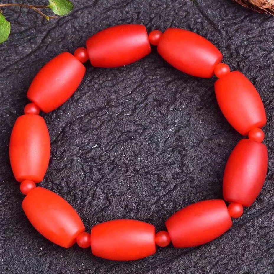 天然南红玛瑙保山桶珠勒子手串宝山老玛瑙手链桶珠云南锦红男 女