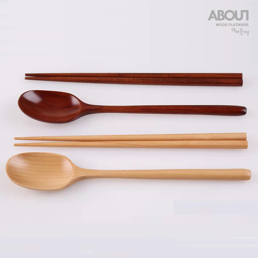 ABOUT长柄勺筷木质餐具餐厅便当韩国料理日本勺筷套装家用食品级