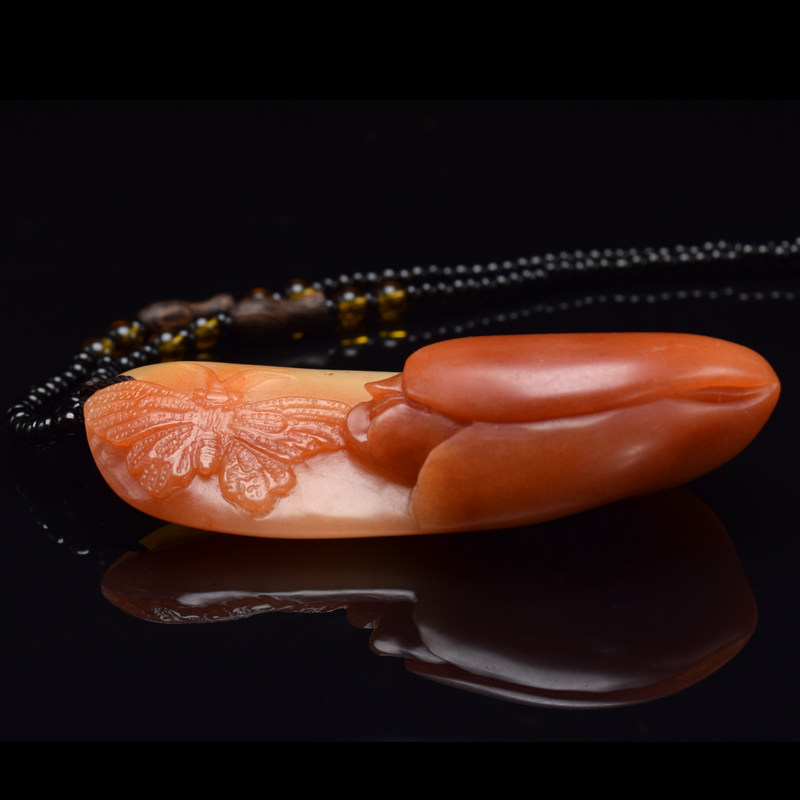 寿山精品芙蓉石《玉兰花挂件》毛衣挂饰 石艺俱佳