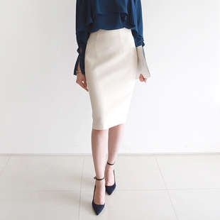 白色半身裙秋冬女过膝一步裙包裙职业半裙高腰中长款2018新款包臀