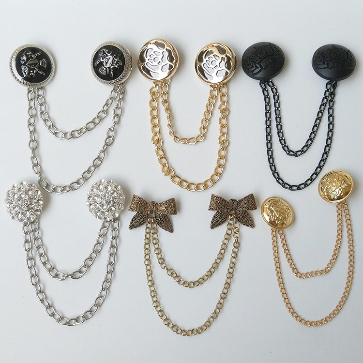 秋冬男女士西装大衣风衣银色金属链条对扣服装配件挂件diy装饰扣