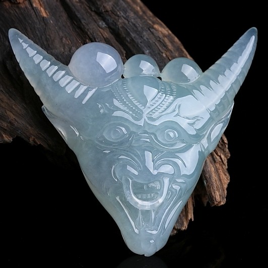 [源头好货-四会]冰糯种缅甸翡翠a货仿古兽头挂件 25.86克