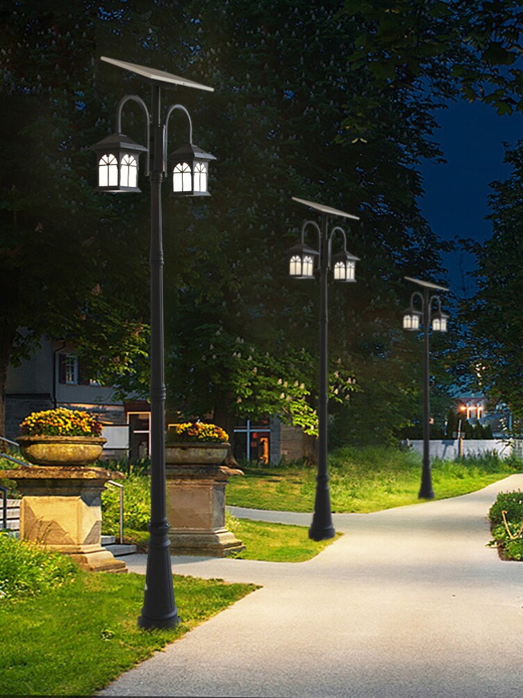 户外太阳能庭院路灯欧式小区室外防水灯花园别墅高杆景观庭院灯具