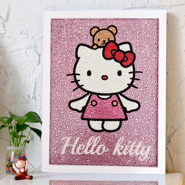 儿童卡通满钻凯蒂猫钻石画可爱手工diy粘贴钻hellokitty装饰画