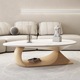 简约现代椭圆形岩板茶几实木脚侘寂风意式极简小户型客厅异形茶桌