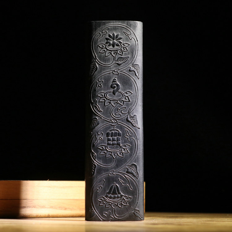 古版墨油烟八吉祥书法书画墨条墨块文房四宝砚台徽墨宣纸湖笔