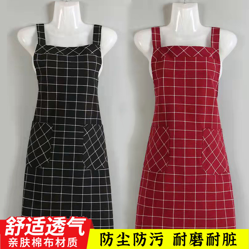 围裙女夏季时尚韩版厨房家用纯棉布罩衣工作服防油污透气上班做饭