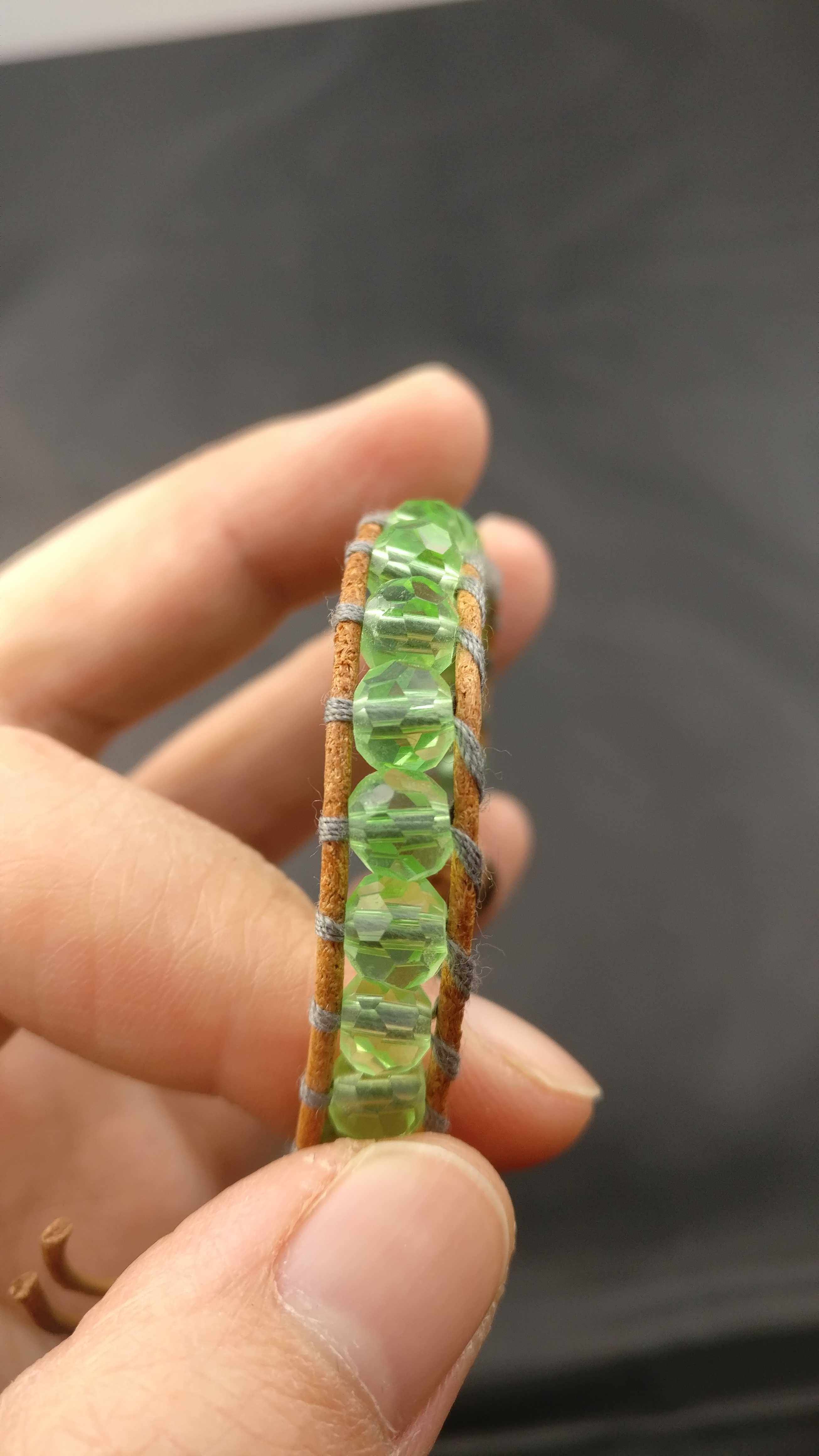 十二星座守护石橄榄绿水晶纯手工编织天然水晶手链 - 星空渔人