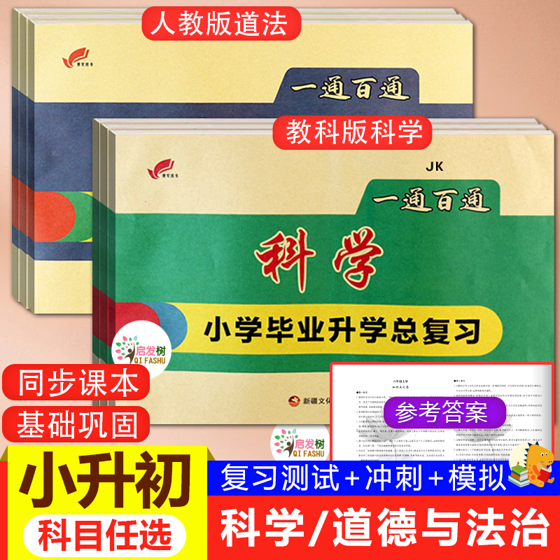 2024新道德与法治人教版小升初真题卷政治小学毕业升学总复习科学教科模拟试卷五六年级下册上复习资料练习册单元基础归纳一通百通