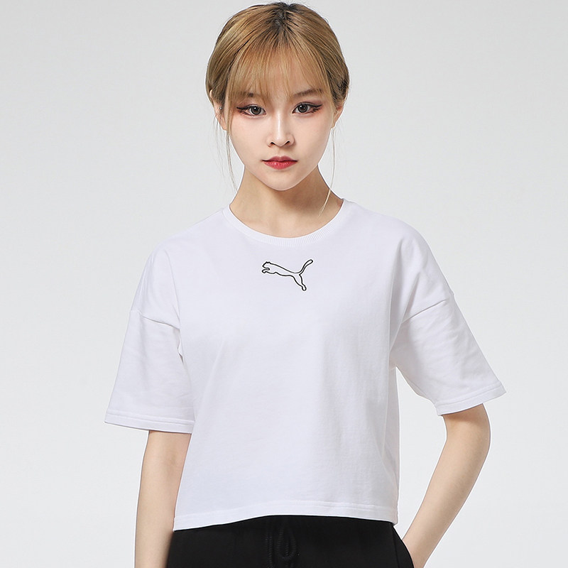 puma彪马2021夏季新款女子短袖半袖宽松透气运动t恤上衣845965