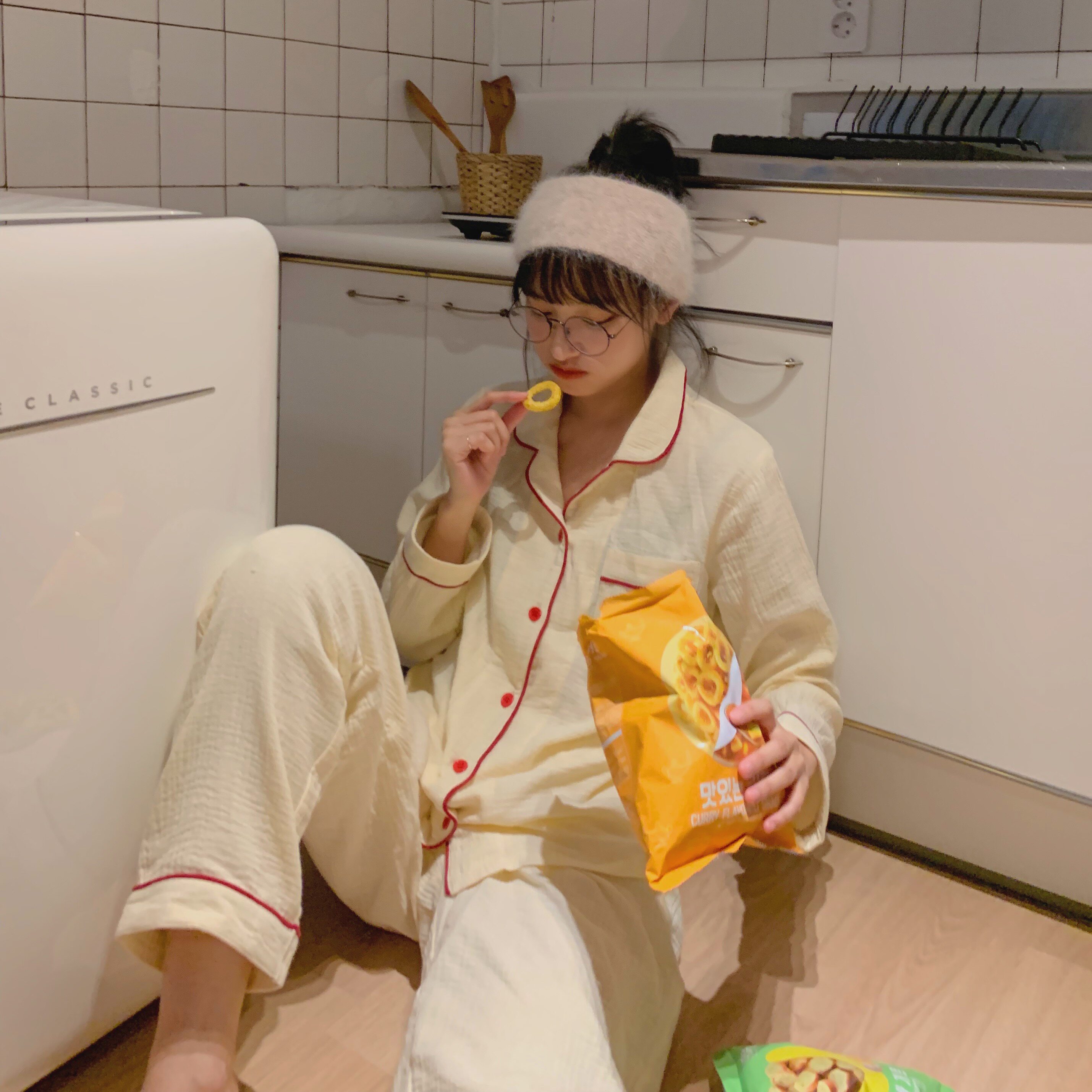 热销睡衣女春季薄款纯棉_喵禾苗苗 薄款纯棉女睡衣长袖两件套休闲套装