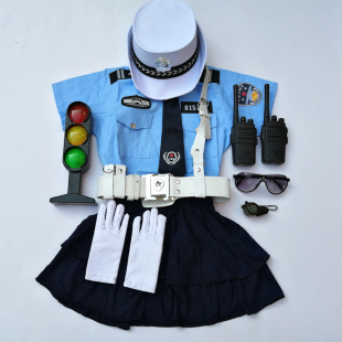 儿童警察服装幼儿园小学生小交警制服军装黑猫警长演出服表演女童