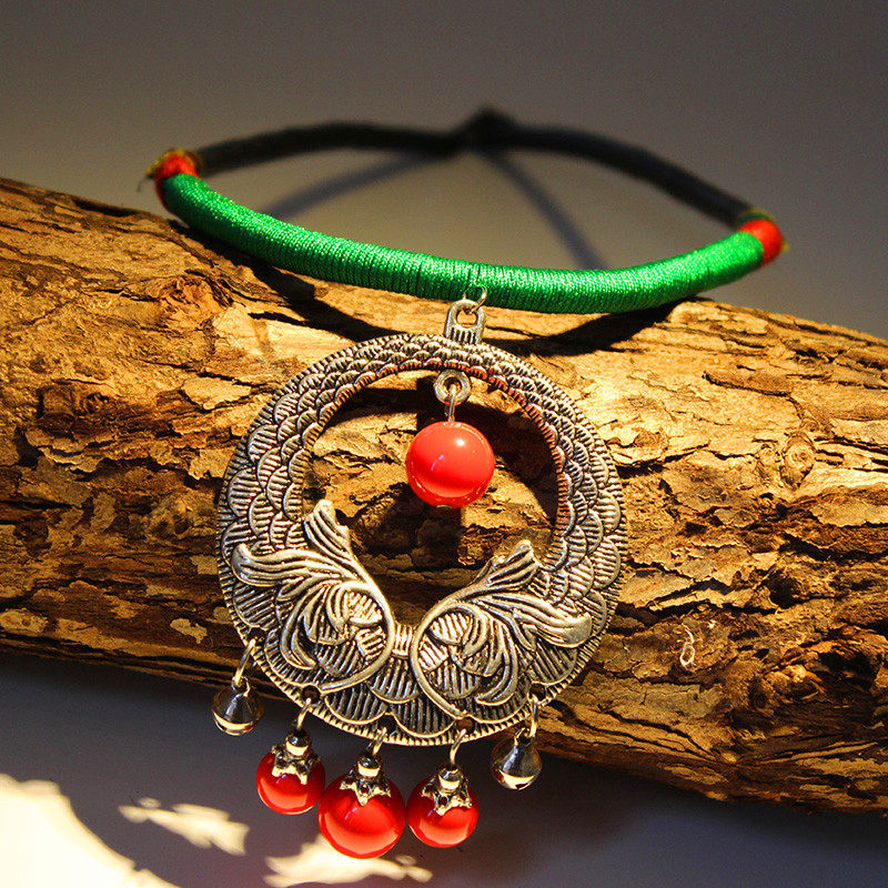 云南特色手工编织项链 女式短款个性松石首饰 复古民族风饰品批发