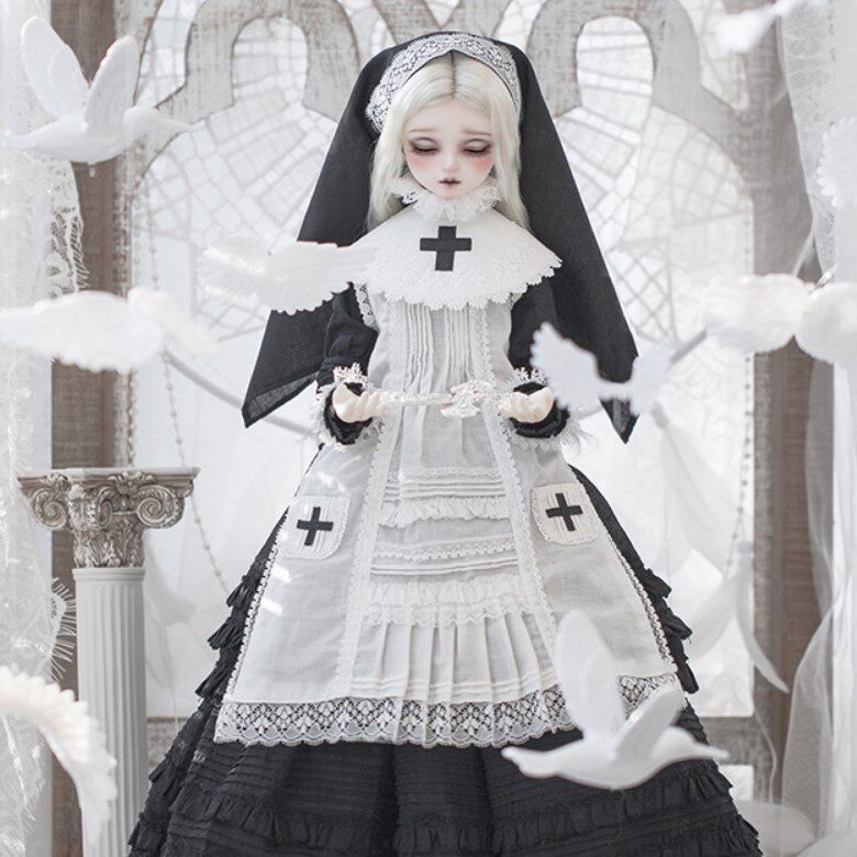 1/4bjd娃娃衣服myou四分sp版迪丽雅官服sd女装裙子套黑色修女服