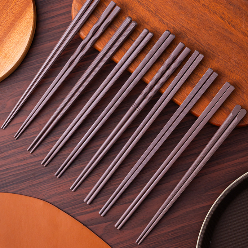 中式合金筷子咖啡色日式尖头商用家用耐高温防滑耐高温防霉PPS筷