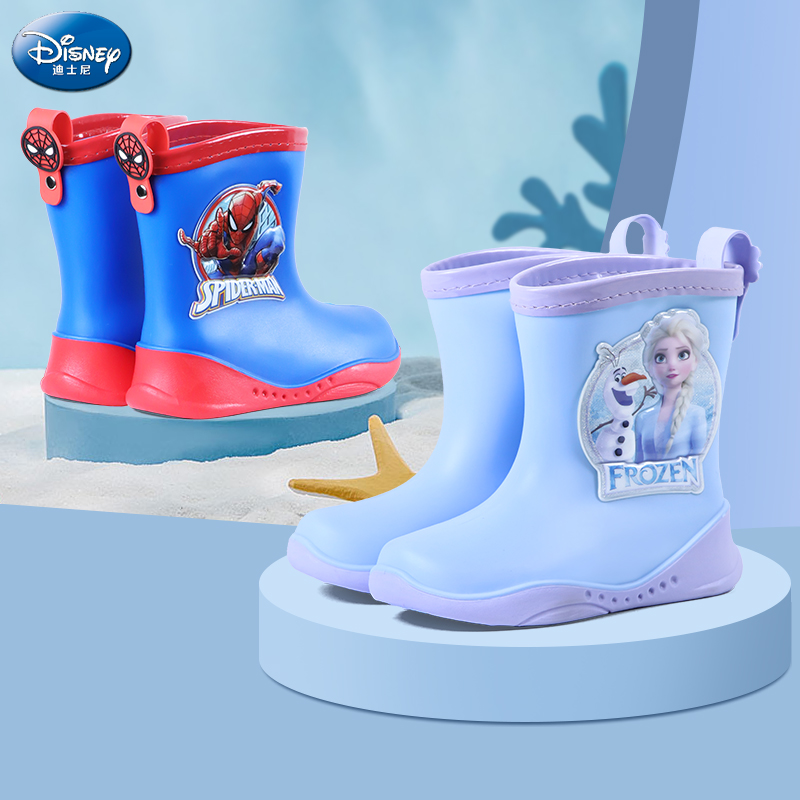 迪士尼儿童雨鞋男女童防滑轻便水鞋高筒幼儿园宝宝小孩学生雨靴