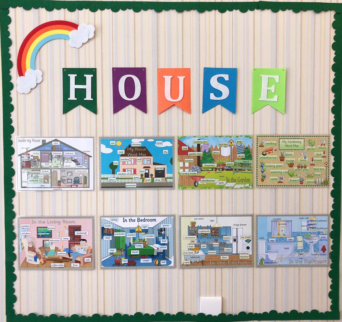 house家庭家具英语单词教室墙面装饰海报幼儿园小学早教启蒙教具