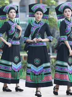 24款黑色配绿条壮族服装女传统服饰长裙回娘家三月三民族风活动服