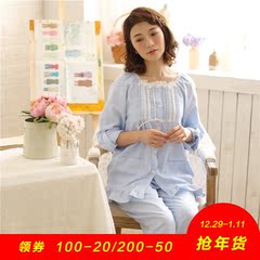 睡衣女秋纯棉 长袖秋冬款纯棉绒布家居服甜美可爱风2016新款套装