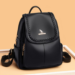 专柜正品真皮双肩包女2021新款时尚百搭休闲背包牛皮大容量旅游包