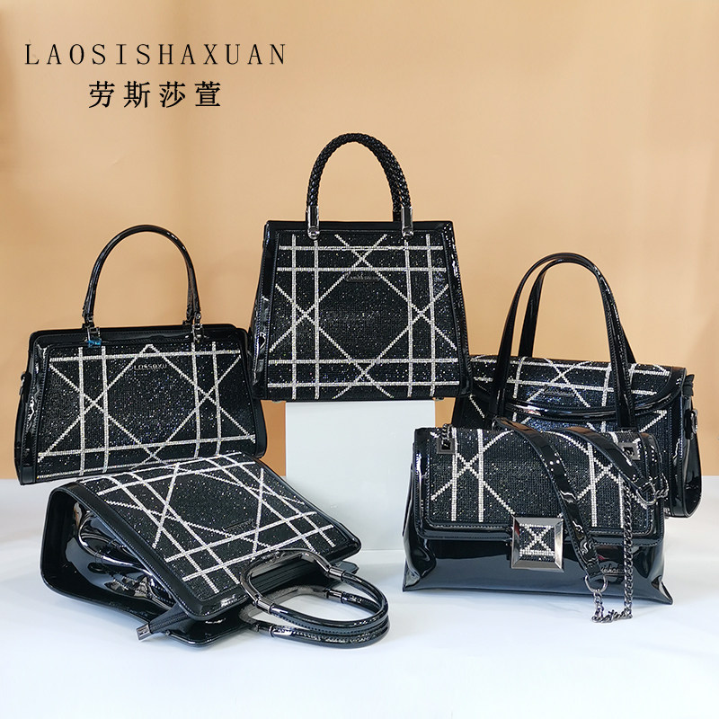 特价劳斯莎萱_真皮漆皮镶钻包劳斯莎萱女包新款专柜正品时尚百搭气质