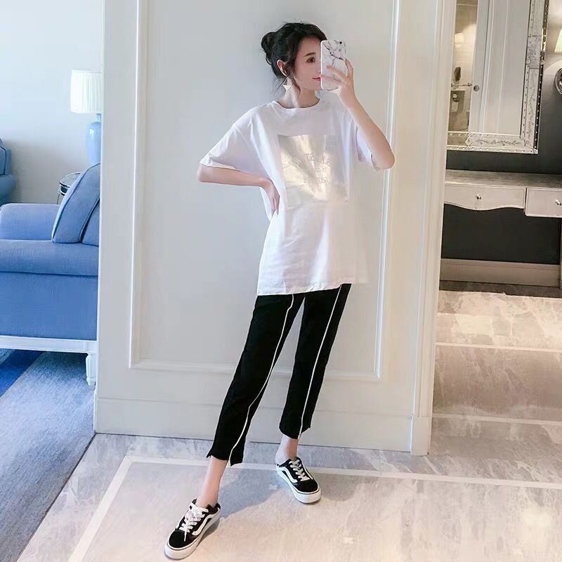 孕妇休闲夏装宽松短袖T恤九分托腹打底裤两件套孕妇装时尚套装潮|ruв категории Женская одежда, женской одежды - от Buy2taobao.com для оказания профессиональной услуги покупки агента Taobao