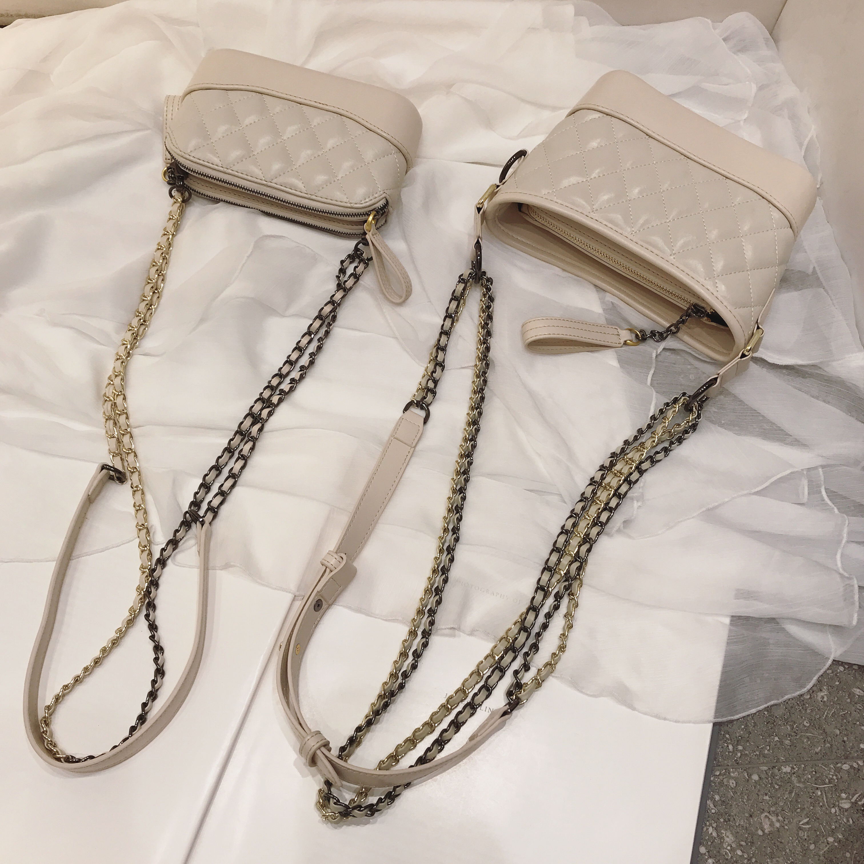 女包小号双_【南风】经典流浪包2019新款大小号百搭菱格双链条斜挎包