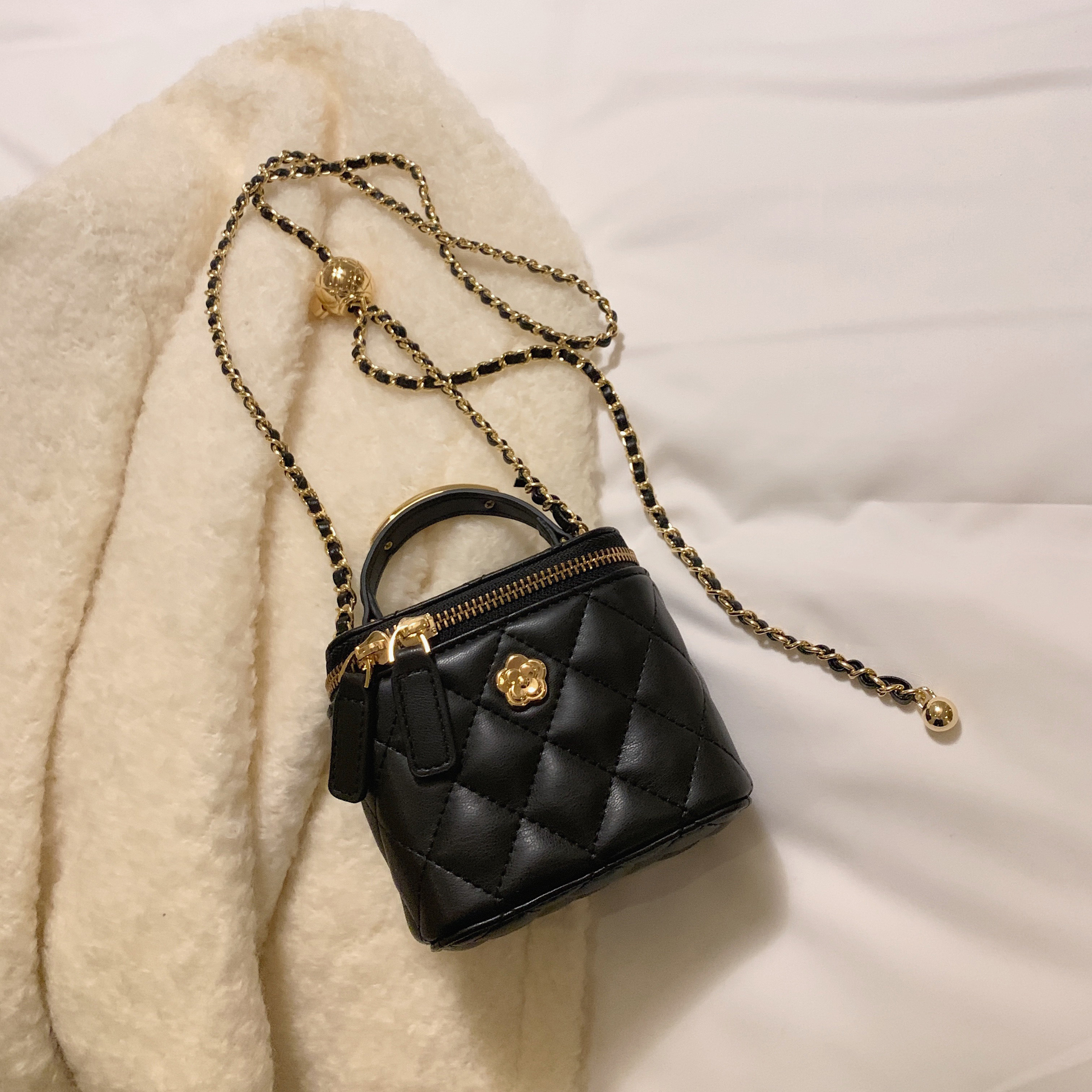 南风xmecco kerna山茶花盒子包小包包女mini手提包链条单肩斜挎包