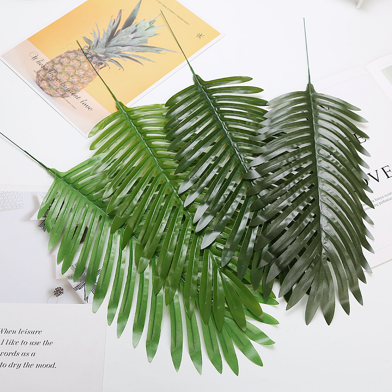 仿真植物假花绿植婚庆排花路引花插花叶子植物墙装饰单支散尾葵叶