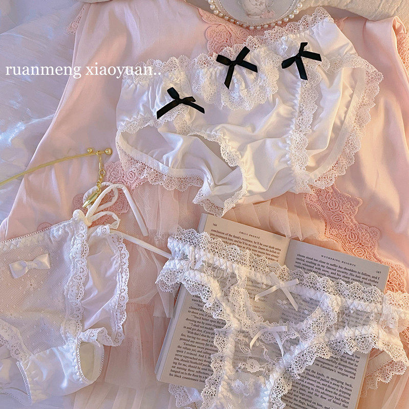 jk女仆白色系性感蕾丝花边纯欲内裤