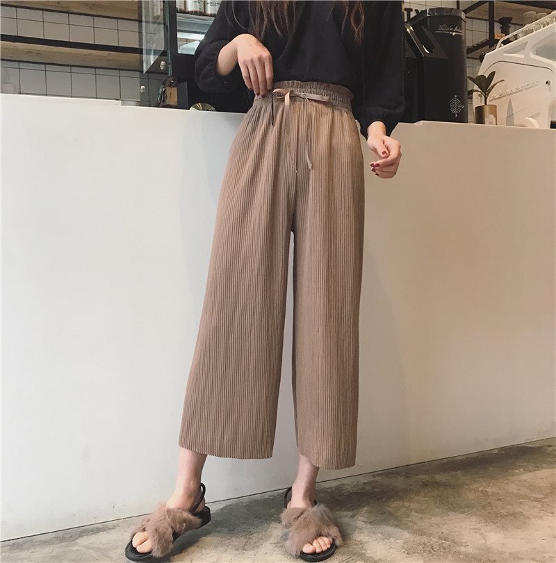 WUS回馈款早春阔腿裤女松紧腰系带高腰直筒裤九分裤休闲|ruв категории Женская одежда, брюки, брюки - от Buy2taobao.com для оказания профессиональной услуги покупки агента Taobao