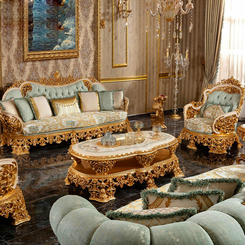 法式实木雕刻组合布艺定制沙发欧式别墅奢华全屋茶几角几电视柜